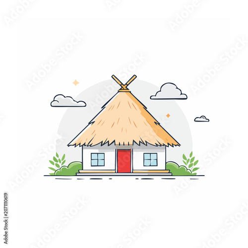 Thatched Roof Cottage Illustration