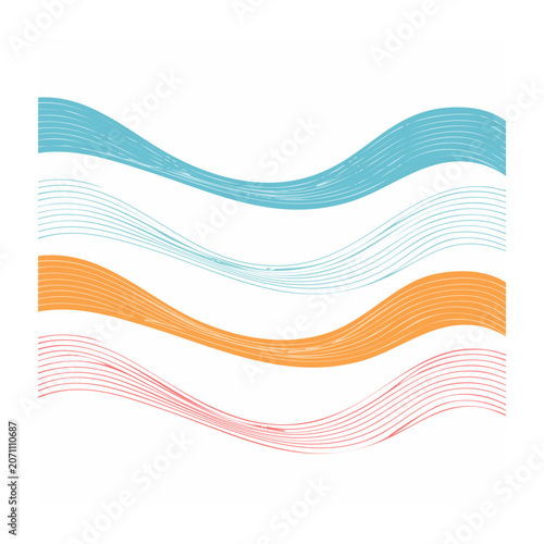Wavy ribbon in blue orange and pink