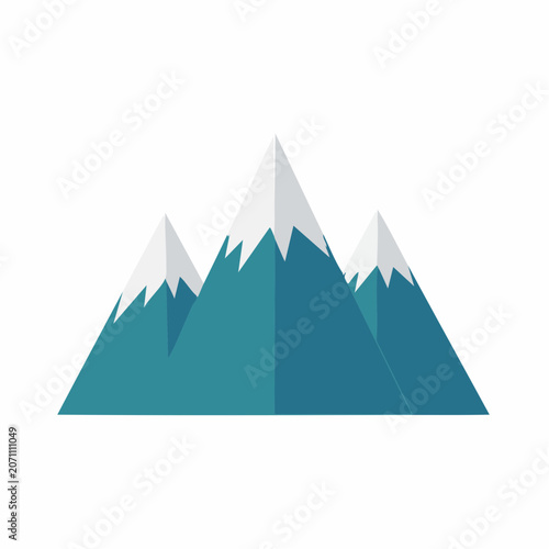 Flat design illustration of snow-capped mountains