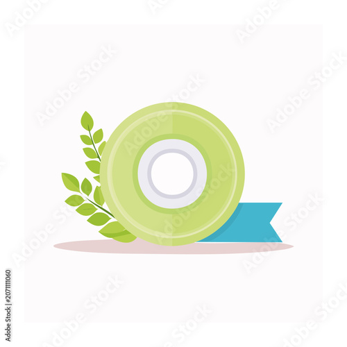 Flat design recycling symbol with leaf and arrow