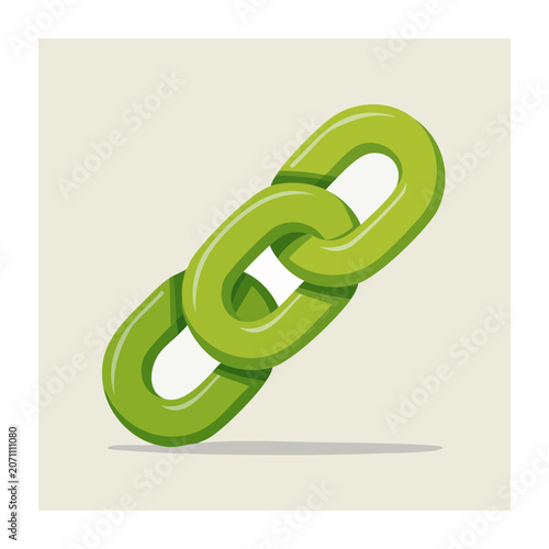 Green chain link illustration on white background
