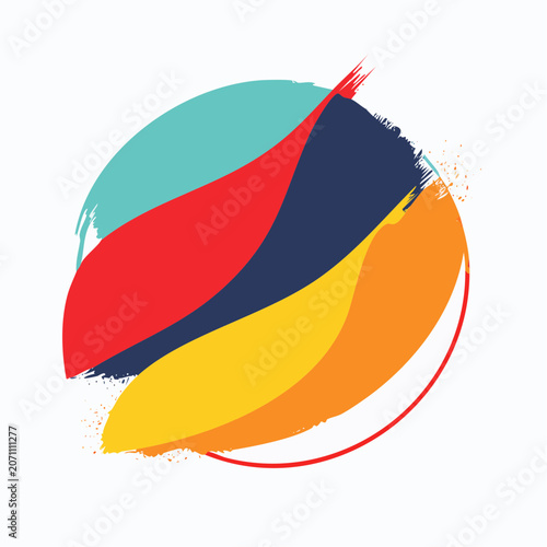 Abstract colorful circle with brush strokes