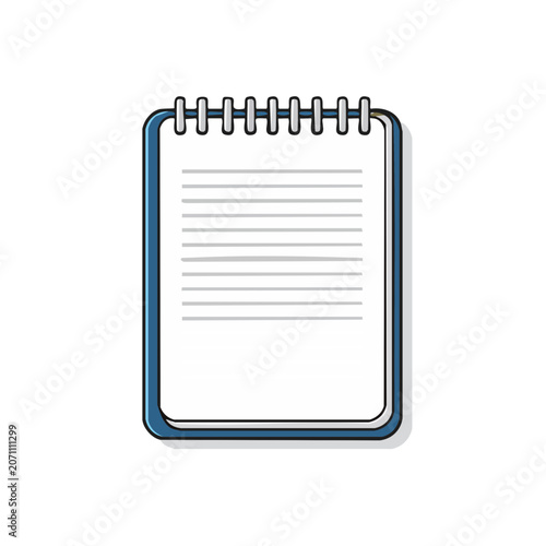 Blue spiral notebook with lined paper