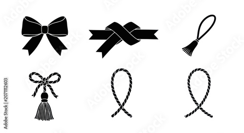Fotografía Decorative bow, knot, and tassel line icons