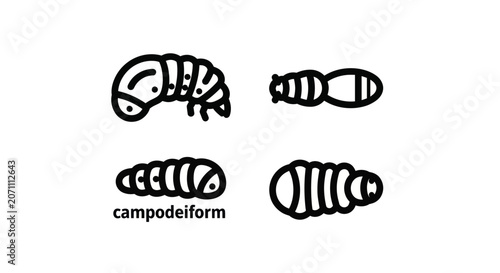 Tableau sur toile Diverse insect larvae and grub line icons.