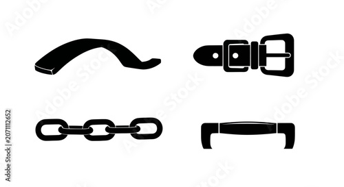 Fényképezés Fashion accessory silhouettes including belts and chains.