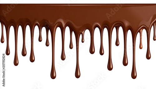 Molten dark chocolate dripping, rich liquid dessert topping, glossy texture, sweet confectionery element