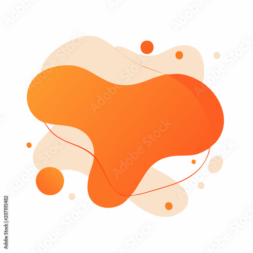 Abstract Orange Fluid Shape with Gradient and Bubbles