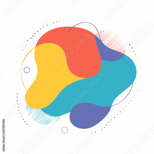 Abstract Organic Shapes with Vibrant Colors and Geometric Elements