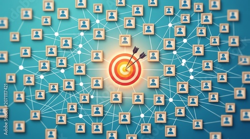 Conceptual Illustration of Target Audience within a Global Social Network for Precise Digital Marketing and User Acquisition