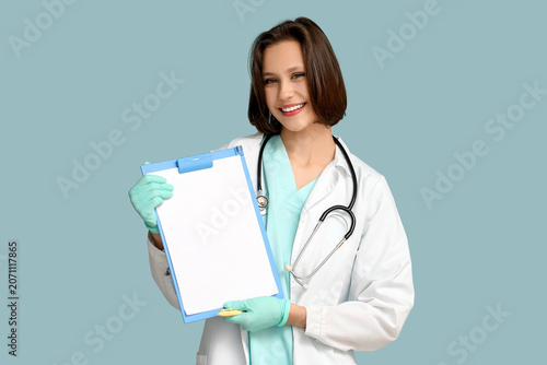 Beautiful female doctor wit...