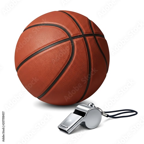 Professional basketball and metal referee whistle with basketball official competition training equipment athletic professional practice exercise activity lifestyle recreation