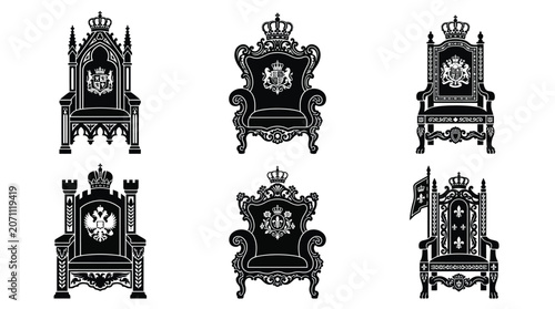 Fotografia Royal Thrones and Luxury Furniture Icon Set Vector Collection