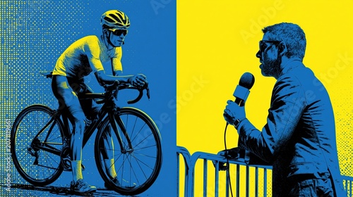 Journalist Interviewing Road Cyclist After Stage