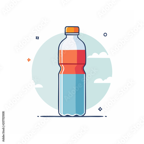 Flat design plastic water bottle icon