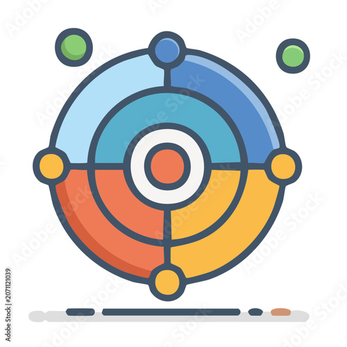 Flat design target icon with concentric circles and dots