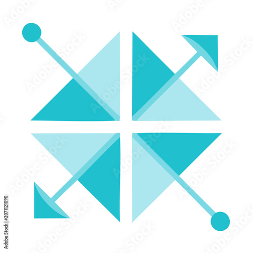Geometric compass rose icon with arrows and dots