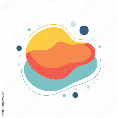 Abstract Fluid Shapes with Warm Colors and Dots