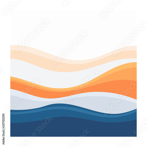 Abstract flowing waves background with orange and blue colors