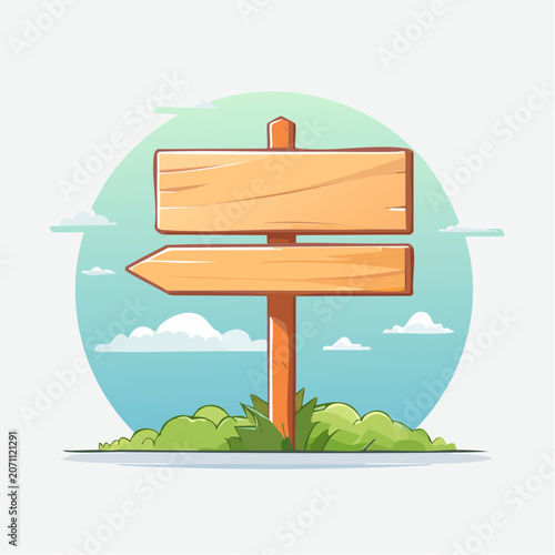 Wooden Signpost with Arrow and Blank Boards