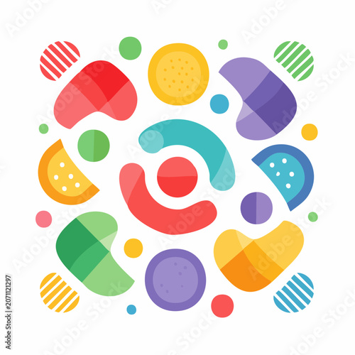 Abstract Colorful Shapes and Dots Pattern