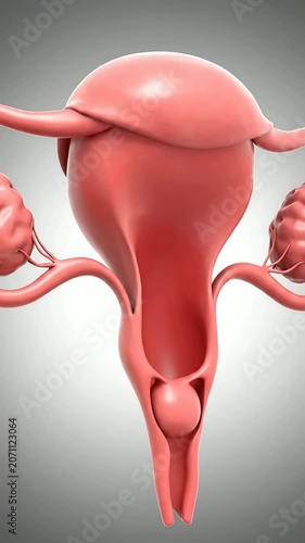 Realistic 3D Rendering of Human Uterus and Ovaries for Medical Education and Anatomical Visualization Background