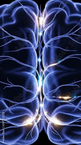 Realistic 4K Close-Up Video of Brain Synapse Activity Highlighting Neural Connections and Electrical Impulses on Dark Background