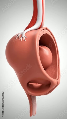 Realistic Anatomical Model of Male Rectum 3D Structure for Medical Education and Healthcare Presentations on Neutral Background