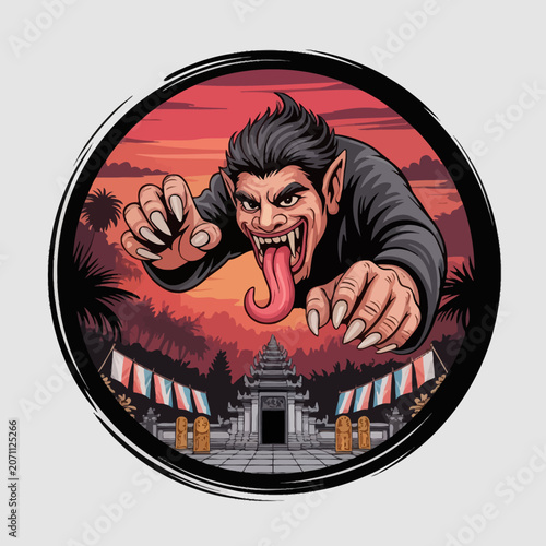 Fotografie Illustration of a mythical creature in a city.