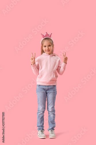 Cute little girl in crown a...