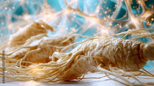 Premium Ginseng Root Bioactive Extract for Skin Regeneration and Aesthetic Medicine Background