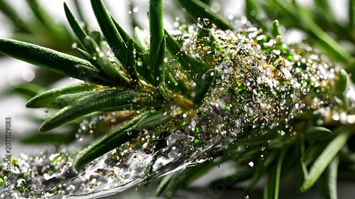 Fresh Rosemary Herbal Extract with Botanical Moisture for Natural Skincare and Medicinal Herb Concept