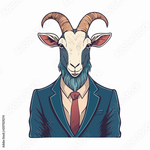 Goat wearing a business suit and tie