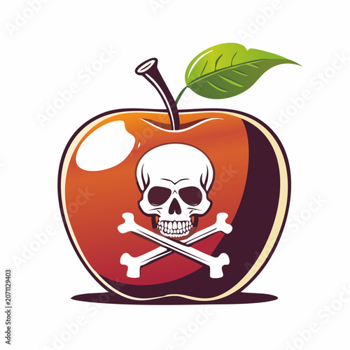 Poison Apple with Skull and Crossbones Symbol
