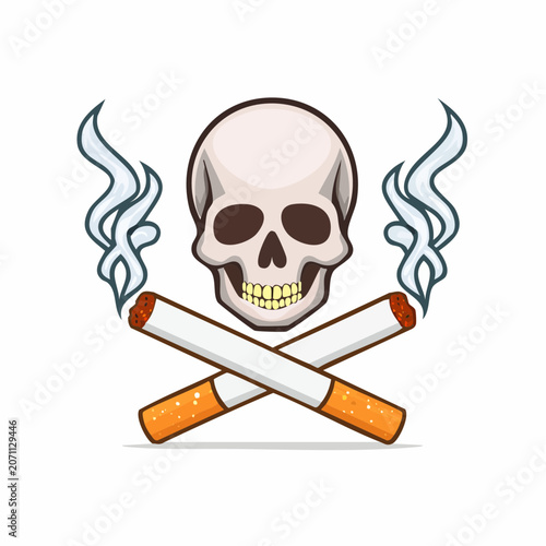 Skull and crossbones cigarettes with smoke