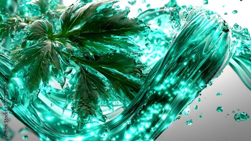 Mugwort Herbal Extract Ingredient Swirling Green Botanical Essence for Medical Skincare and Natural Healing Concept