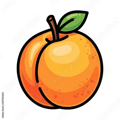 Fresh orange with green leaf on white background.