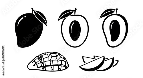 Black and white line art coffee cup icons.