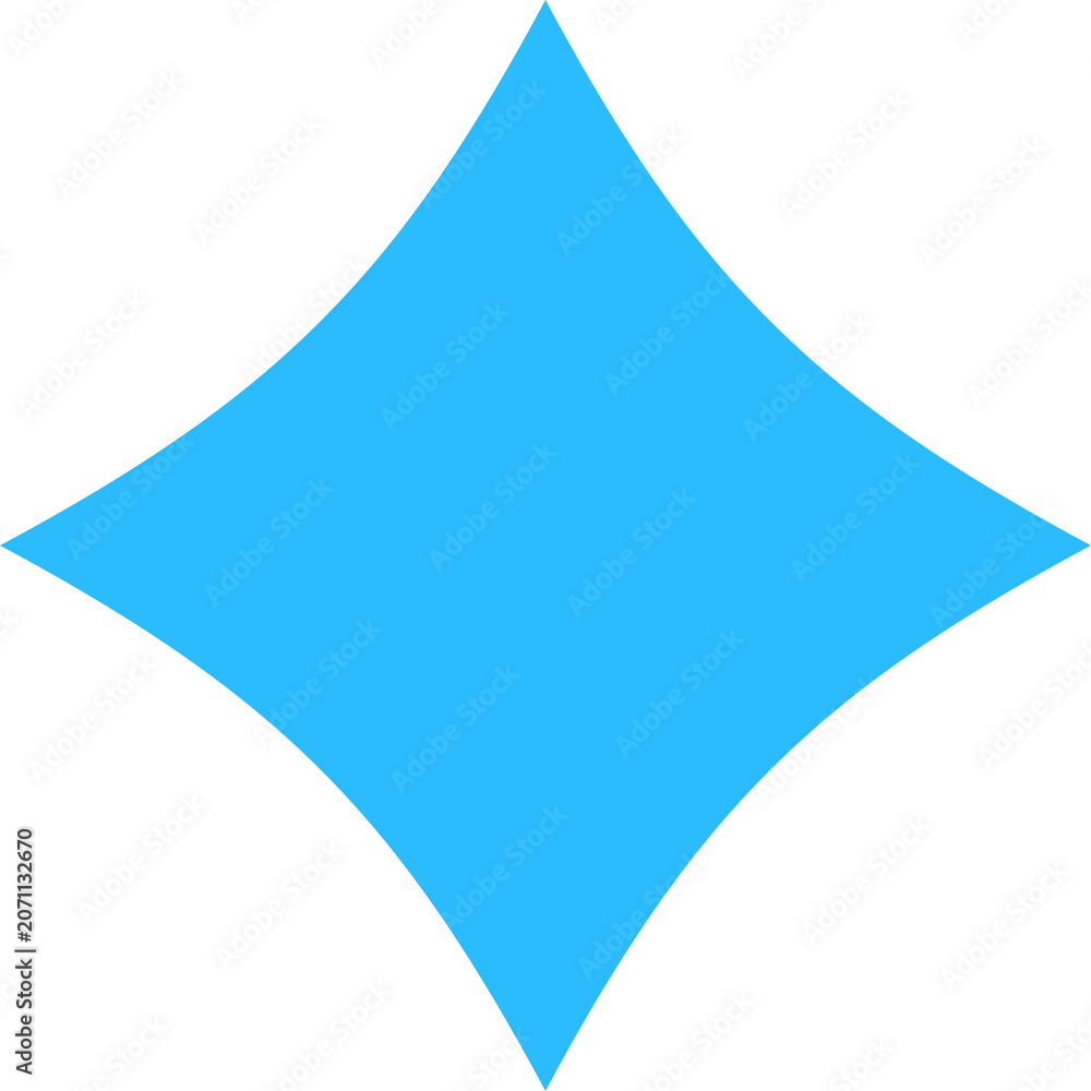 Fototapeta premium Blue diamond shape with curved sides isolated on transparent background
