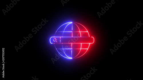 Google icon neon search bar  glowing animation 4K video on Browser 