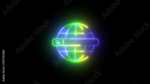 Google icon neon search bar  glowing animation 4K video on Browser 
