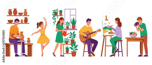Foto Creative hobbies vector set