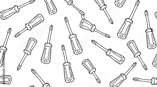 Assorted screwdrivers scattered in a pattern.