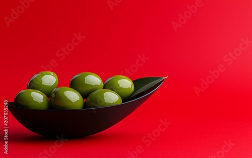 Fresh green olives in a black bowl (1)
