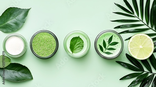 Fresh, green skincare product display