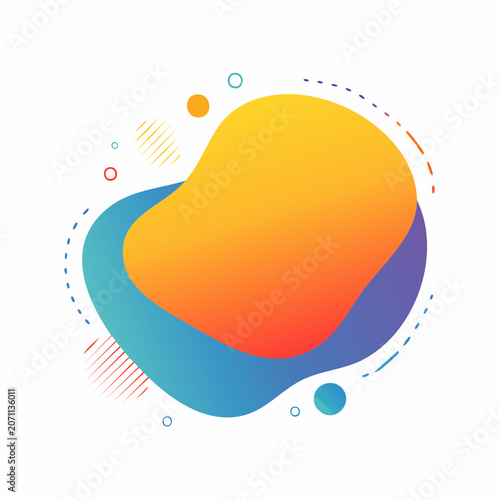 Abstract fluid shape with gradient colors on white background
