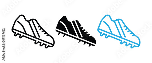 Fotografía Soccer Cleats Icon Set – Football Boots, Sports Footwear, Athletic Shoe, Soccer