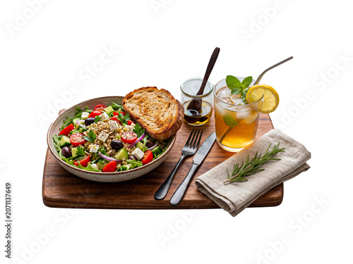 Healthy salad and iced tea