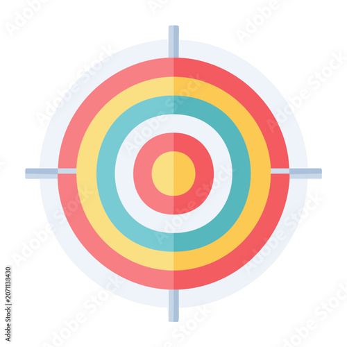 Flat design target icon with crosshair and concentric circles