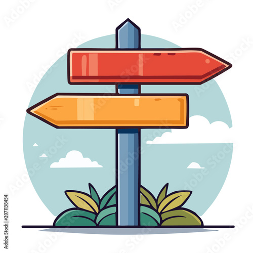Directional signpost with two blank arrows pointing left and right